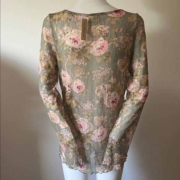 Ralph Lauren Denim & Supply Floral Sheer Long Sleeve Top with Lace Detail - Picture 6 of 13